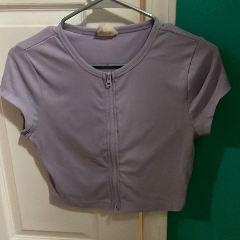 Purple crop top with zipper
